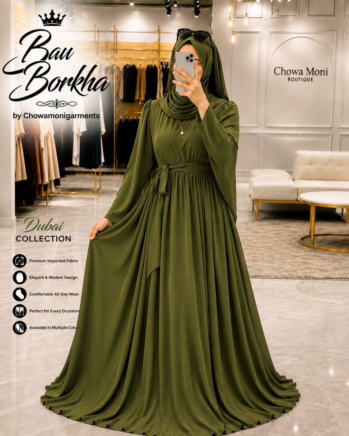 Premium Dubai Cherry Bow Burkha