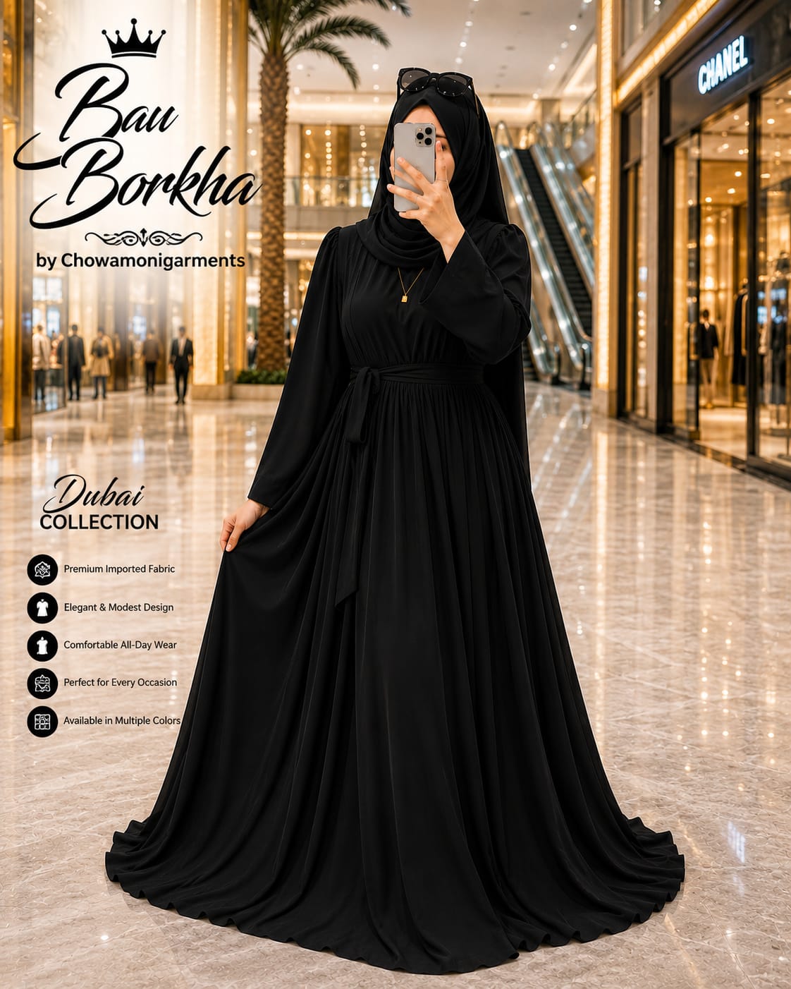 Premium Dubai Cherry Bow Burkha